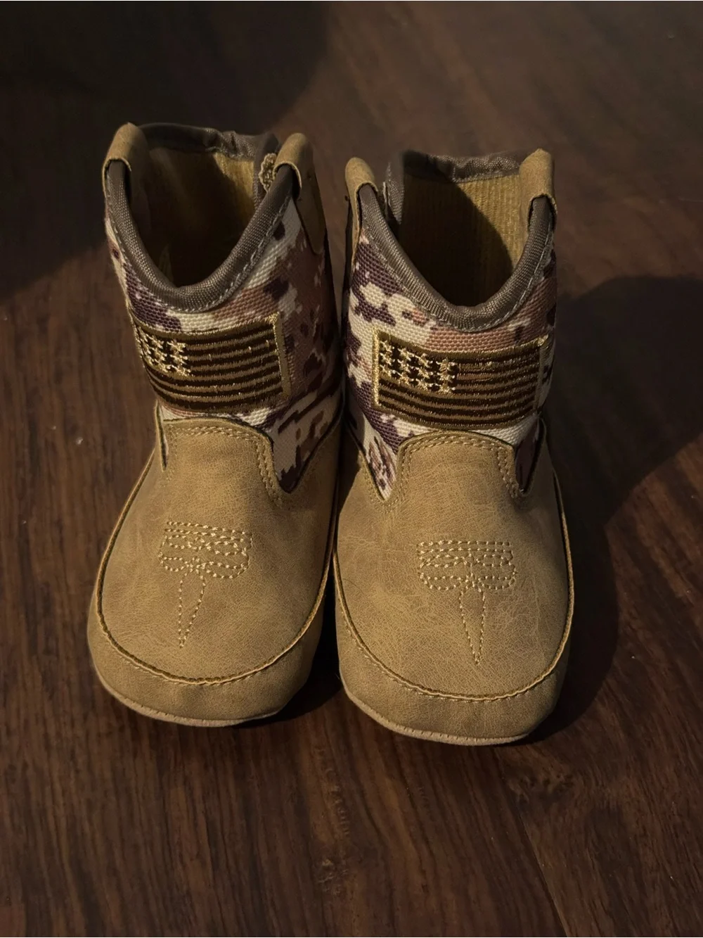 Kids Tan Suede & Camouflage Bootie